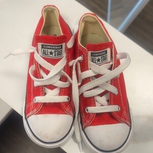Converse Kids Red Low Top All Star Sneakers with White Accents